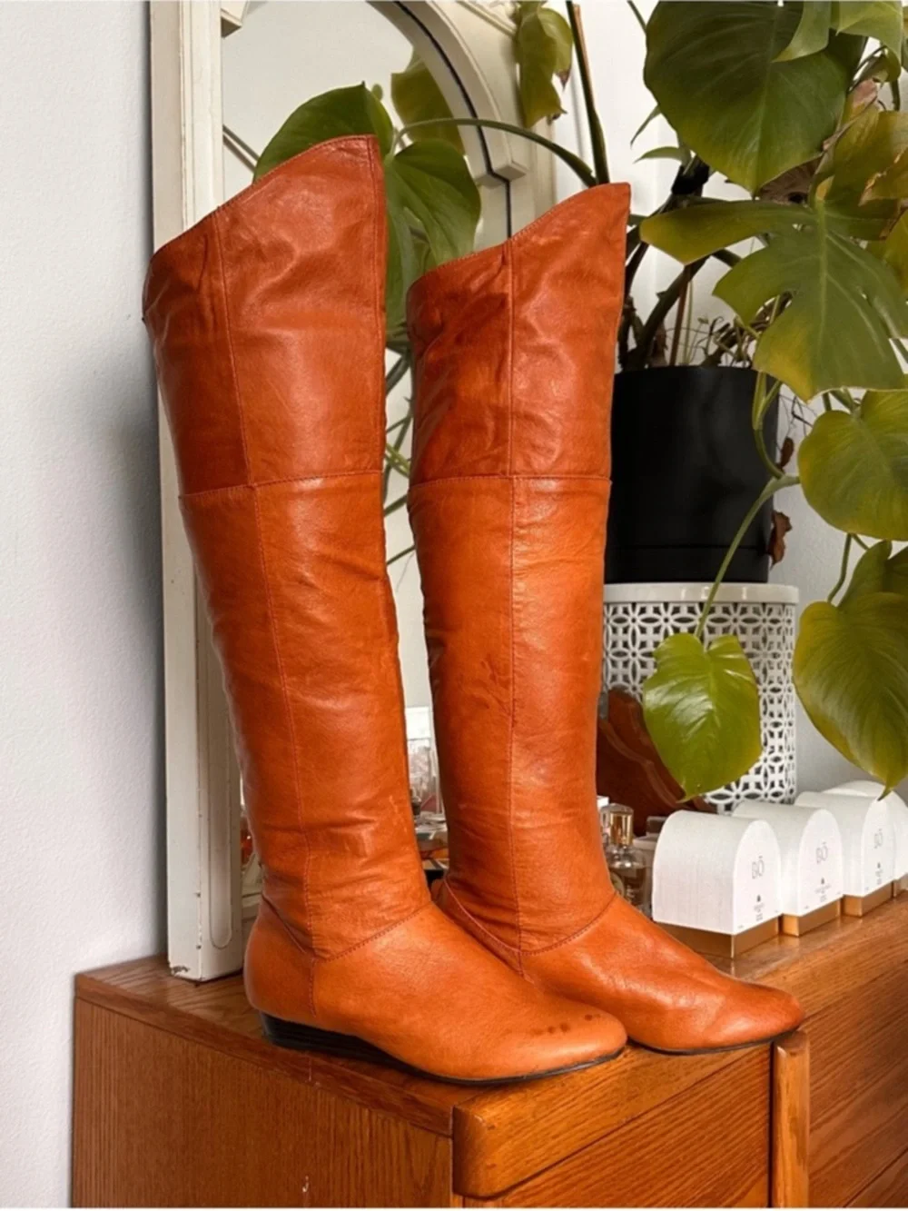 Baker Leather Tall Boots in Burnt Orange size 7.5